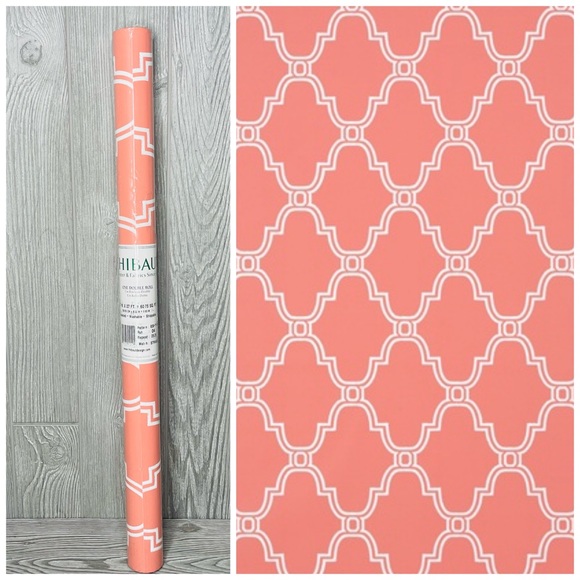 Nwt Thibaut Canterbury trellis pink & white wallpaper roll 27” x  27’ 60.75 sqft - Picture 1 of 15